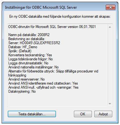 Här kan du kontrollera att databaskopplingen fungerar genom