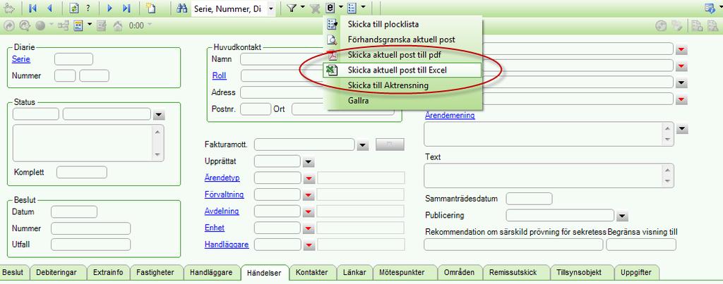 12 Skicka till Excel I funktionen Skicka till Excel finns det nu upp- och nedknappar för att lättare kunna ändra ordningen på de fält man har valt in.