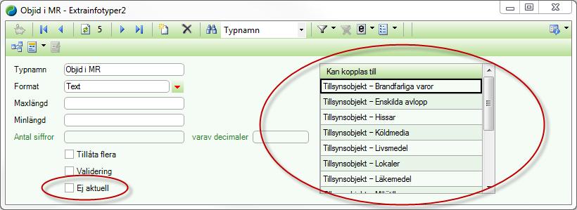 14 Extrainfotyp: Filtrering i lathund Registret Extrainfotyper (System > Register > Extrainfotyper) har utökats med en kryssruta Ej