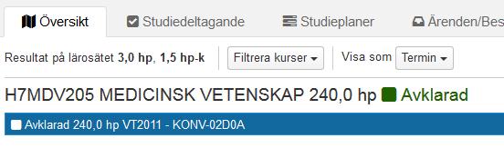 i fliken Studiedeltagande och fliken Översikt