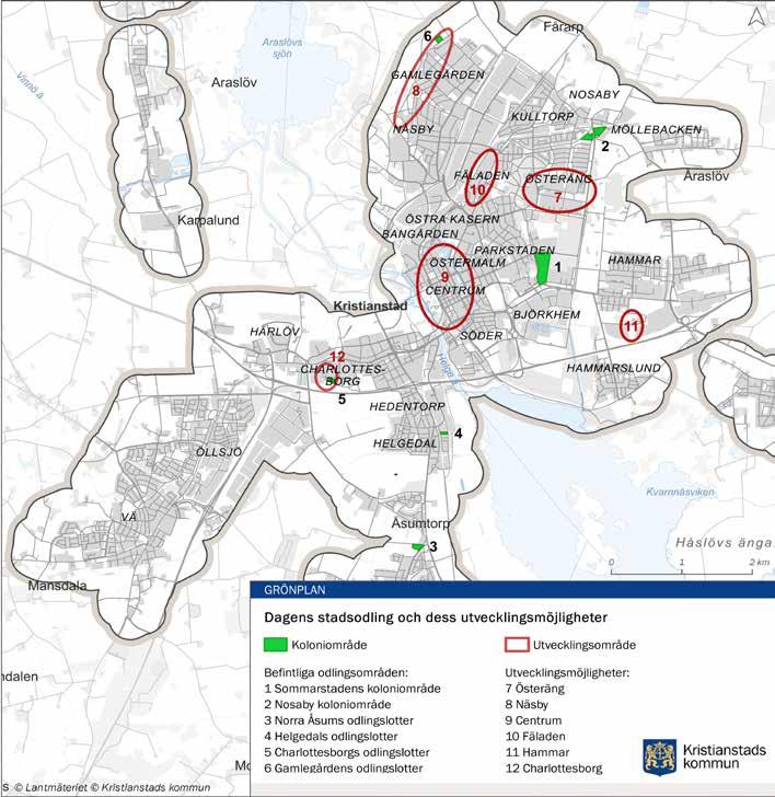odlingslottsområden, Norra Åsum, Helgedal, Charlottesborg och Gamlegården.