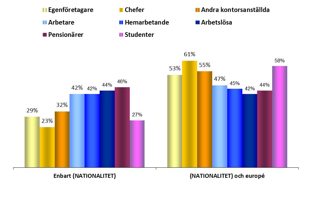 Yrkesgrupper EU-MEDBORGARNAS IDENTITET FOKUS - SAMHÄLLS /YRKESKATEGORI 1.