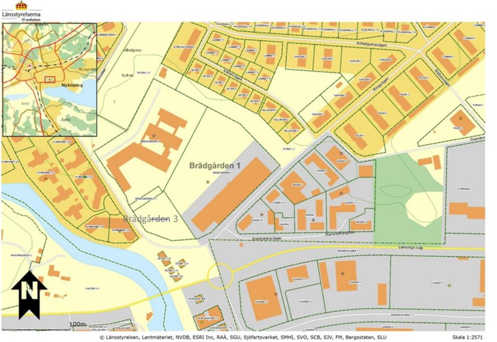 Sida 5 (21) På fastigheten Brädgården 1 finns det industribyggnader som bl.a. används för visning av bilar, verkstad och biltvätt.