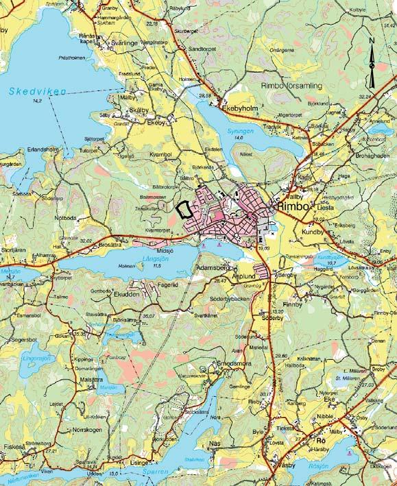Figur 1. Utdrag ur topografiska kartan med utredningsområdet markerat. Ur Fastighets/Terrängkarta Lantmäteriverket Gävle 2007. Medgivande 2007/04080.