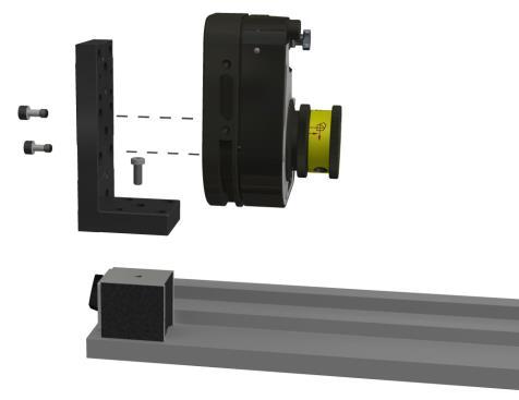 MONTERING Rakhet T220 kan monteras på en magnetfot tillsammans med vinkelfästet eller monteras på ett stativ.