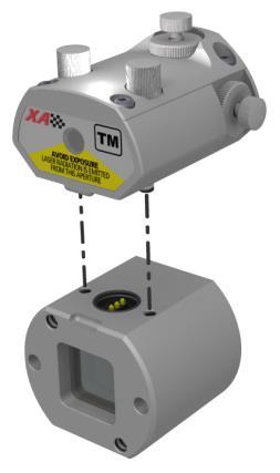 MONTERING Lasermodulerna ska monteras på mottagarna RM och RS. Montera lasermodulen på mottagaren såsom visas på bilden.