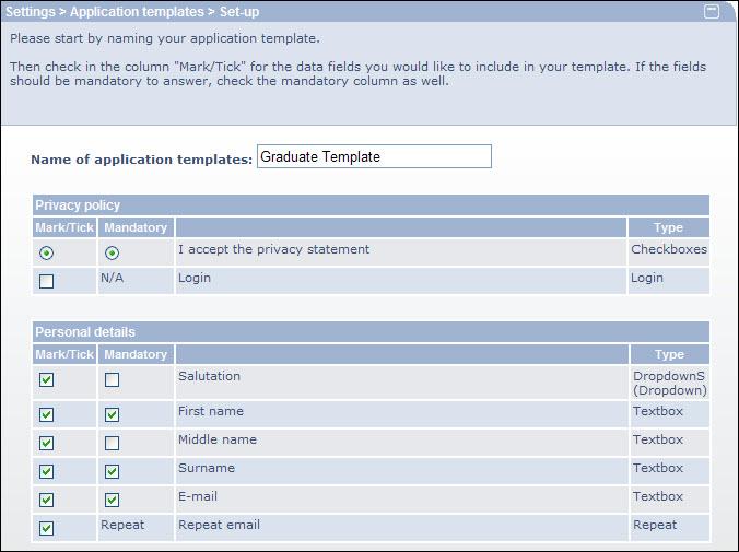 Ansökningsmallar Ansökningsmallar En ansökningsmall kan skapas till hjälp för de rekryterare som skapar projekt.