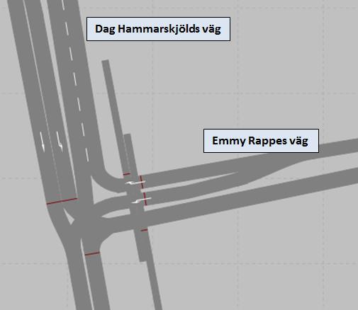 ans/äta 12/.docx 3.2.3 Känsliga punkter, eftermiddagens trafik I eftermiddagsmodellen för år 2050 observeras längre köer i hela systemet som inte avvecklas.