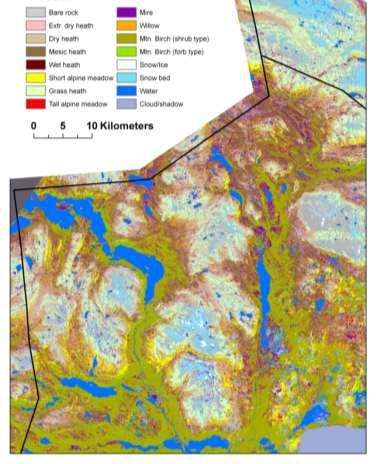 Fjällvegetationsklassning med SPOT satellit satellitbilder + laserd