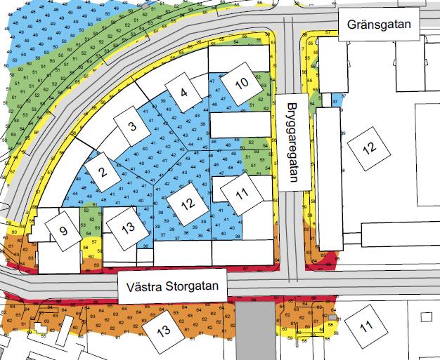 Resultatet från trafikbullerberäkningarna visar att för merparten av planerade studentlägenheter innehålls riktvärdet för ekvivalent ljudnivå om 60 db(a) vid fasad både för nuläget och för
