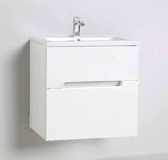 COMPACT Kommod med två lådor som är fullt utdragbara, Tvättställ i vitt porslin, Golvanslutet avlopp Mått (BxHxD): 615x606x420 mm Plain - Vit F20, Grå F44 eller Turkos F61 BESLAG Monteras liggande