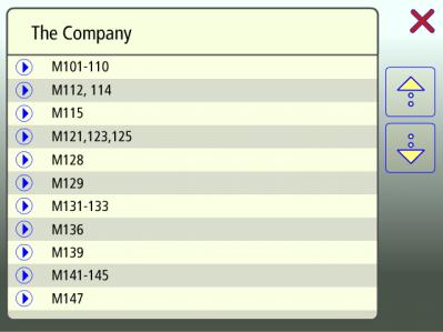 STARTA PROGRAMMET Starta programmet genom att peka på ikonen Maskindefinierad data i huvudmenyn. En lista över maskintyper med förinställda data visas.