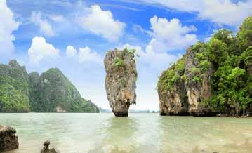 Dag 6 18 feb Phang Nga Bay & Ko Hong, Thailand Lodräta havsberg kilar abrupt upp ur havet när vi stävar in i Phang Nga Bay, viken mellan Phuket och Krabi där en för ca 10 000 år sedan, innan