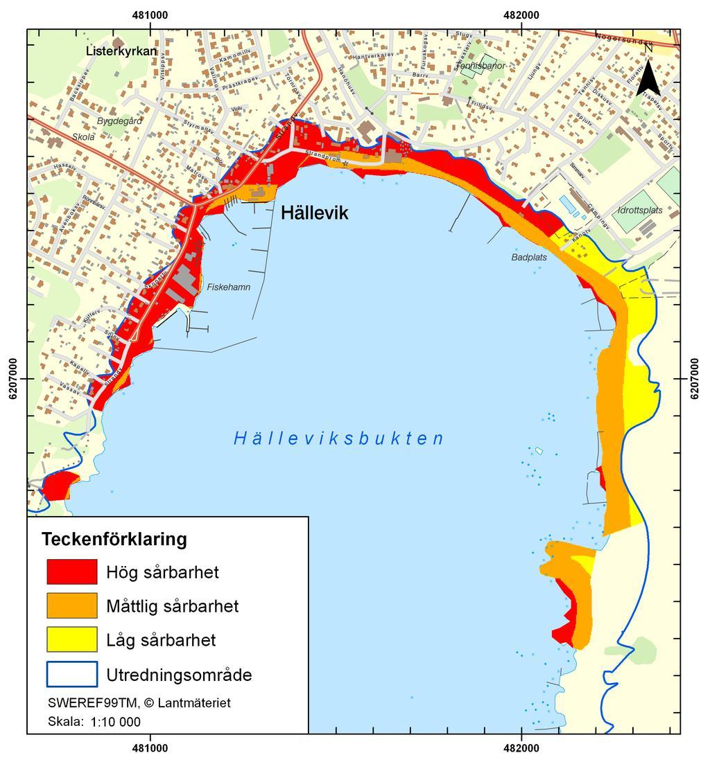 7 REDOVISNING AV EROSIONSFÖRHÅLLANDEN Resultaten från huvudstudien redovisas på kartor, där sårbarhetsklasser för kuster respektive vattendrag anges för olika delområden utifrån beräknade