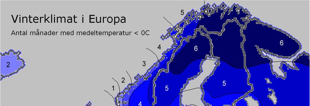 Figur 3. Klimatprofiler för Luleå enligt de två scenarierna. De röda linjerna visar förväntade förhållanden ca 2090. Med det låga scenariet är Umeå jämförelseort.