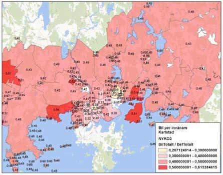 Bilden visar bilar per invånare per NYKO i Karlstads kommun² Bilden visar bilar per invånare per NYKO i Karlstads kommun³ PERSONER PER BOENDEFORM Av bostäderna i Karlstad kommun är 64 procent
