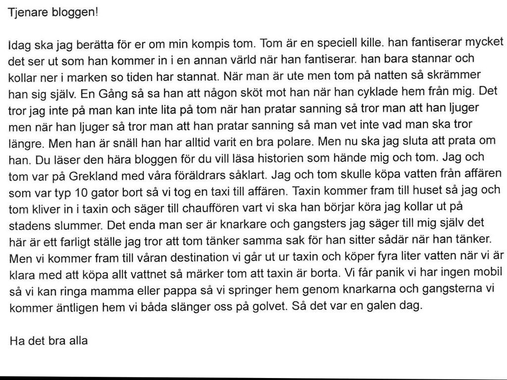 Inlevelseuppgifter I den första uppgiften skulle eleven i sin blogg