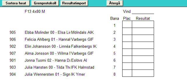Om stafetter ingår i en individuell tävling har vanligen stafettdeltagarna sina ordinarie nummerlappar.