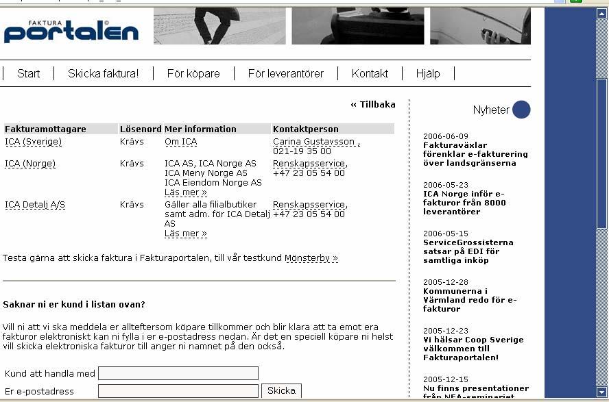 Enklare att skicka testfaktura via Fakturaportalen Nu finns en länk för att skicka testfaktura även på den sida där
