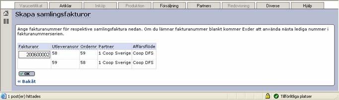 När fakturan slutförs skickas den elektroniska fakturan till Åhléns.