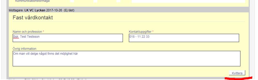 Kvittens av inskrivningsmeddelande samt