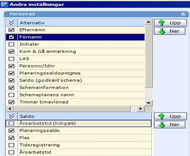 av vilken information du vill ska visas i PÖ.