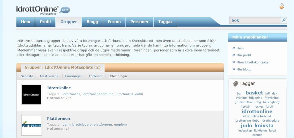 Grupper Under denna rubrik hittar du alla grupper som finns inom Mötesplatsen.