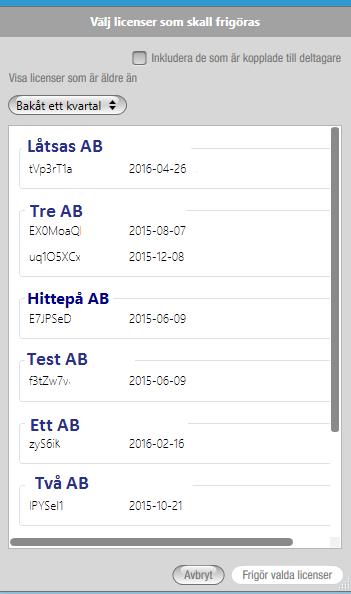 Sök efter oanvända licenser Du kan enkelt leta upp oanvända etruck-licenser för att lägga tillbaka dem i potten (saldot). Gör så här: 1.