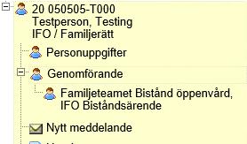 Nytt meddelande angående klient/brukare Du kan skicka ett meddelande med klientens/brukarens namn och personnummer.