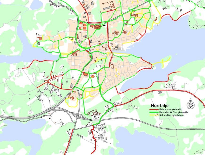 17 Figur 4-4 Cykelvägnätet behöver förlängas genom Görla industriområde till Mellingeholms aktivitetspark Att skapa förutsättningar för cykel innebär även att cykelparkering måste tillgodoses i