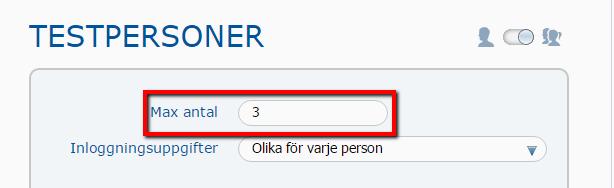 Du kan nu ange det maximala antalet personer som kan använda