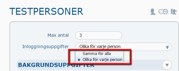 Du kan även välja om alla ska ha samma inloggningsuppgifter eller om de ska vara