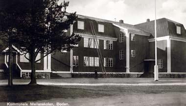 Här på bild var den utsatt för de översvämningar som drabbade Boden. Folkskolan Lundagård finns med på en tidig bild.