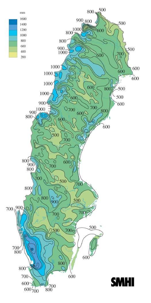 Nederbörd i Sverige I Sverige har regnintensiteterna varit stigande under de senaste decennierna.