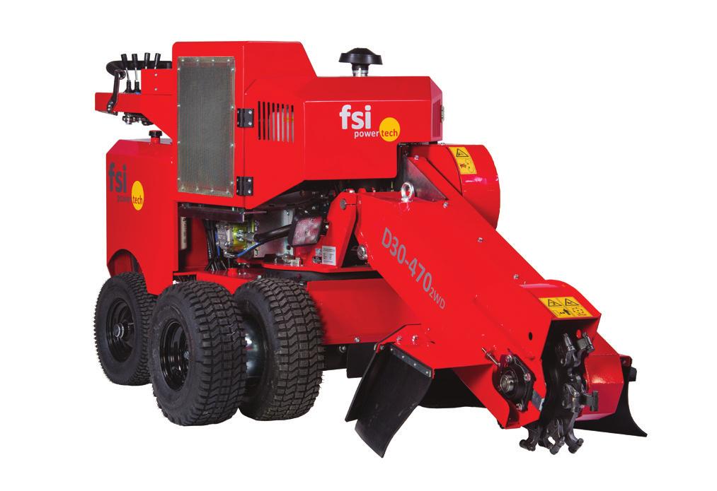 D30 Maskinens bredd Höjd/Djup 800 mm 380 mm Max.: 52 mm D30: Stubbfräs med 2WD och dieselmotor FSI D30 är avsedd för seriösa användare som använder en stubbfräs regelbundet i sitt jobb.