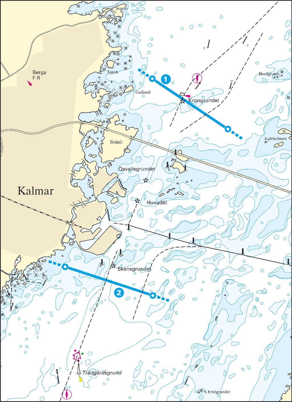 Ka11 - Kalmar 1 ) Krongrundet 56 41,70 N 016 23,50 E 56 41,00 N 016 25,40 E Kalmar - Krongrundet 70/14/4,5 70/14/4,5 m Krongrundet - Trädgårdsgrund 70/14/4,5 70/14/4,5 m,n 2 )