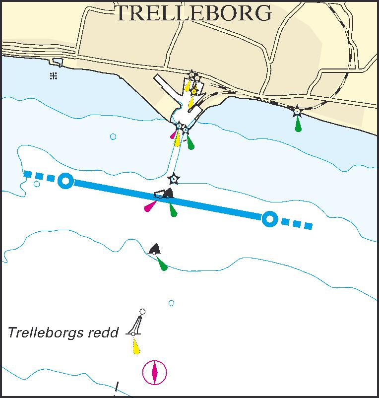 Lotsområde Malmö Ma2 - Trelleborg 1 ) Trelleborg 55 21,40 N 013 07,20 E 55 21,05