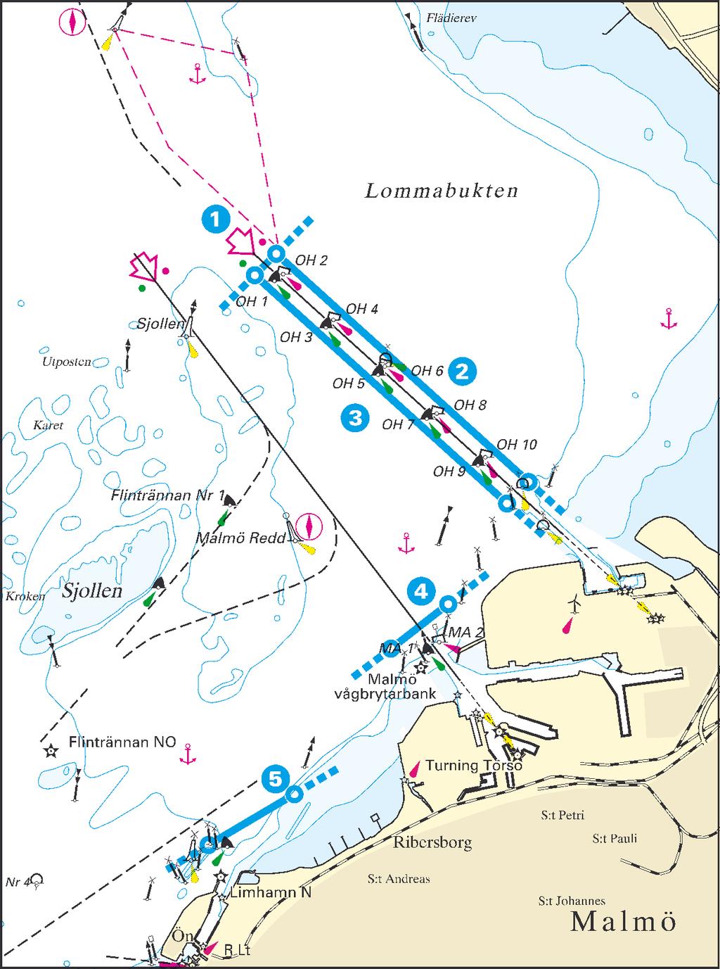 Lotsområde Malmö Ma3 - r Malmö 1 ) Malmö oljehamn V 55 40,60 N 012 56,25 E 55 40,77 N 012 56,55 E 2 ) Malmö oljehamn N 55 40,77 N 012 56,55 E 55 38.97 N 013 00.