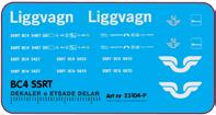 Nr 20112 BC2 liggvagn - svart målning Dekal till svart vagn. Räcker till en vagn. Fem olika nummer, 3981, 3503, 3793,3967 och 4089.