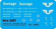 Nr 18823 WL3, ACo6, WLABo6 Komplett dekalsats till en vagn. Flera olika epoker. Nr 18825 WL5 - NSB sovvagn. Räcker till en vagn.
