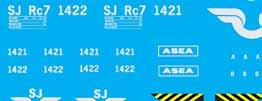 120 kr Dekalsats för att märka upp SJ Rc6 i ett av följande nummer; 1343, 1358, 1379  Enbart nummer, ej loggor etc Nr 20108 Rc6 - SJ - svart