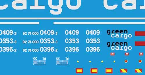 Nr 7246 Pris 90 kr T43 Inlandsgodsmärken, 2 st, passande bl a till tidigare TGOJ-grön T43 Nr 18616-P T43 - Bantåg