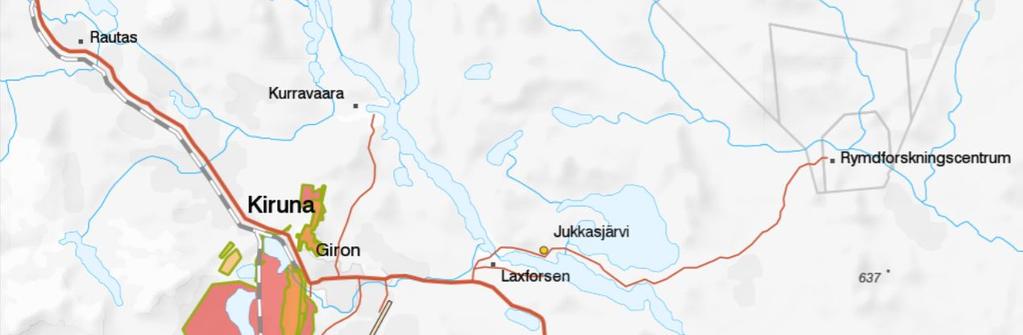 Bild 4.2.1 Beviljade bearbetningskoncessioner och markanvisningar till koncessioner inom Kiruna kommun. Källa: www.sgu.