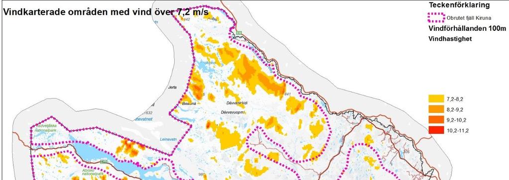 Undantagna områden: Riksintresse obruten kust, 4 kap. 3 MB Riksintresse obrutet fjäll, 4 kap. 5 MB Natura 2000-områden på land, 4 kap. 1 och 7 kap. 28 MB (ej till havs) Nationalparker, 7 kap.
