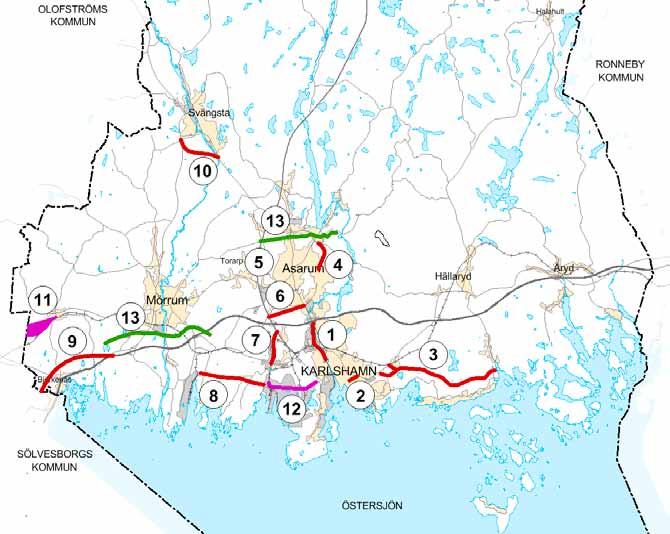 Områden för ny infrastruktur Kommunens inflytande är begränsat när det gäller infrastruktur och kommunikationer.