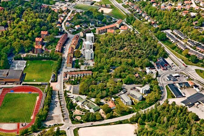 I områdets östra del, vid