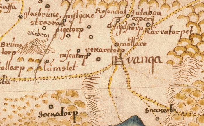 I krigsarkivet i Stockholm förvaras en topografisk karta (XVII A4) daterad 1687. Ett utklipp ifrån denna karta visar glasbruket uppe i vänstra hörnet.