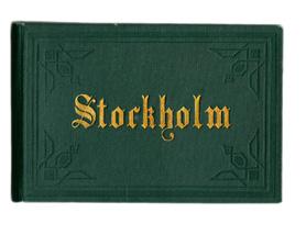 46 Stockholm. [=Pärmtitel.] Litet leporelloalbum med 20 bilder från Stockholm. Stockholm, Centraltryckeriet, (ca 1875).