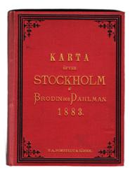 (Stockholm), Generalstabens litografiska antalt (1883). Litograferad karta. 53x57 cm. Vikt och uppfodrad på väv. Tillsammans med: Beskrifning till kartan öfver Stockholm.