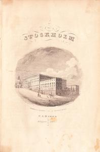 14 (BAHR, Johan Fredrik.) Stockholm. Stockholm, P. A. Norstedt & söner, C. A. Bagge förläggare, 1841. 8:o. Litogr. titelblad,+ 138 s.+ 4 grav. planscher. Fläckig, något värre på titelbladet och s.